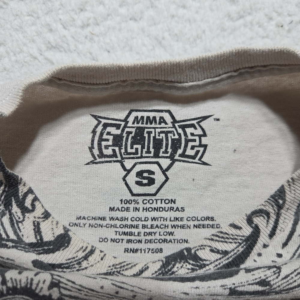 Y2K MMA Elite T Shirt Mens Small Gray Tee All Over Print AOP Skull Goth Punk - Picture 2 of 6